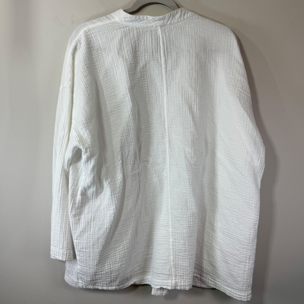 Good Eileen Fisher Kimono Cardigan Women XL White Organic Cotton Gauze - Picture 2 of 10